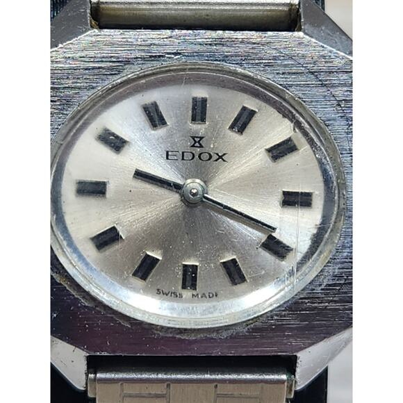 Edox Square Silver Swiss, Women's Watch, Genuine, Adjustable Band. Needs Service - Picture 2 of 7